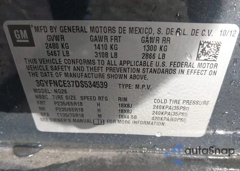 2013 Cadillac Srx Luxury Collection from USA, damaged, VIN 3GYFNCE37DS534539